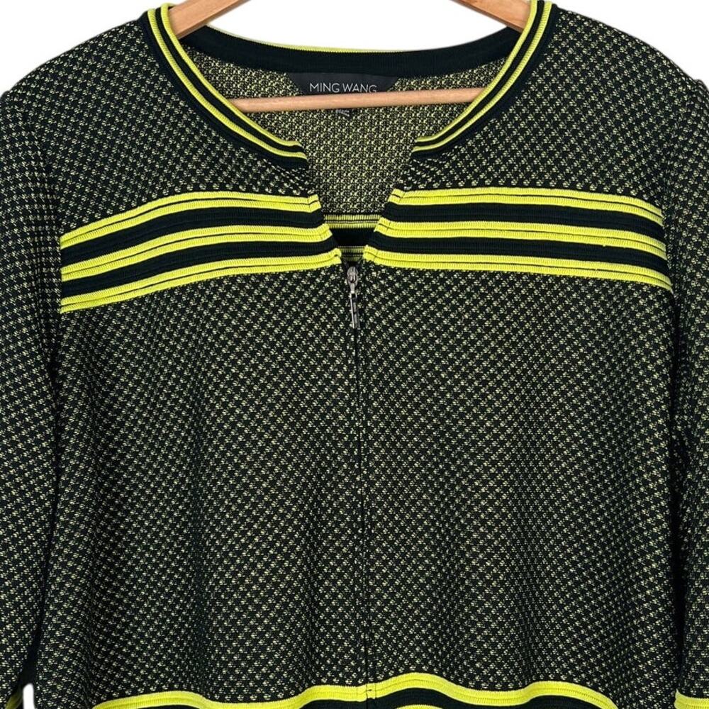 Ming Wang Womens PXL Designer Career Preppy Quiet Luxury Knit Jacket Cardigan
